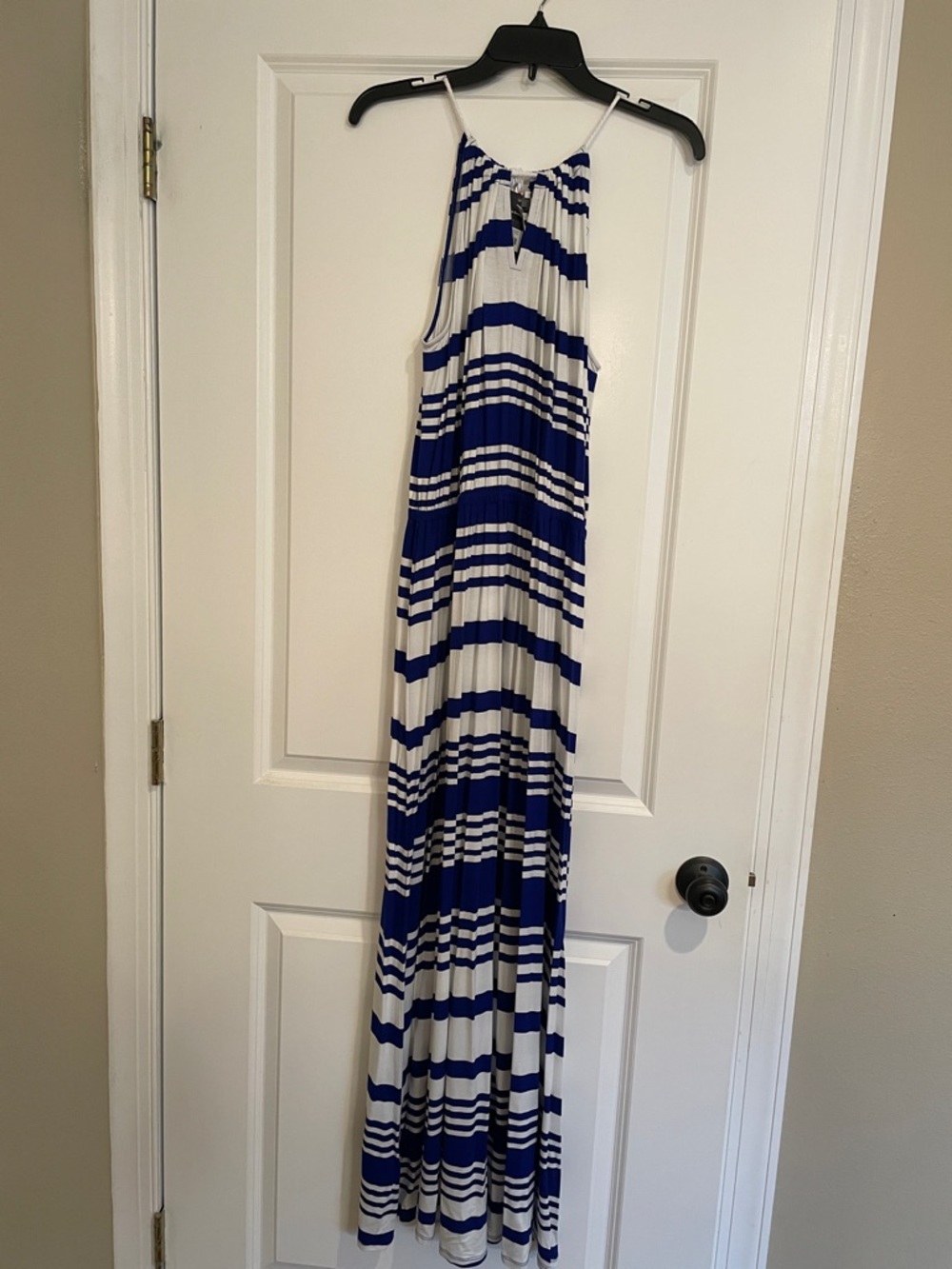 Milly Blue and White Striped Maxi Dress